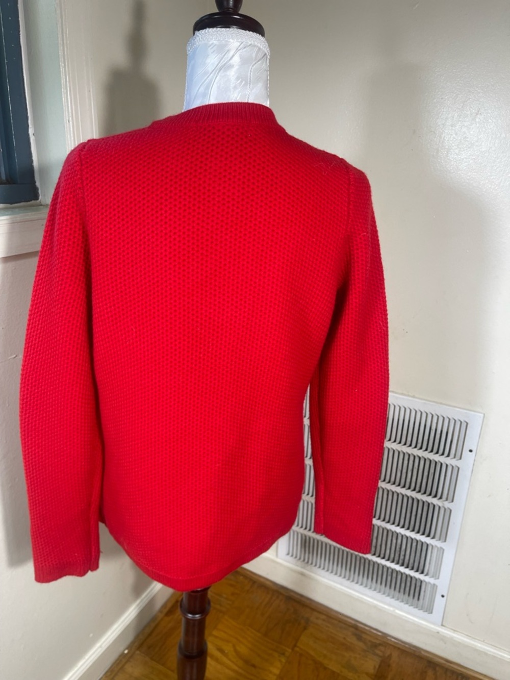 Boden Wool Red Button Up Knit textured stitch Cardigan sweater size 6 - Picture 5 of 8